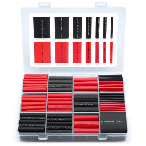 Wirefy Kit de tubos termorretráctiles, 200 piezas, relación 3:1, forro adhesivo, tubo retráctil de alambre, tubo termorretráctil industrial, negro y