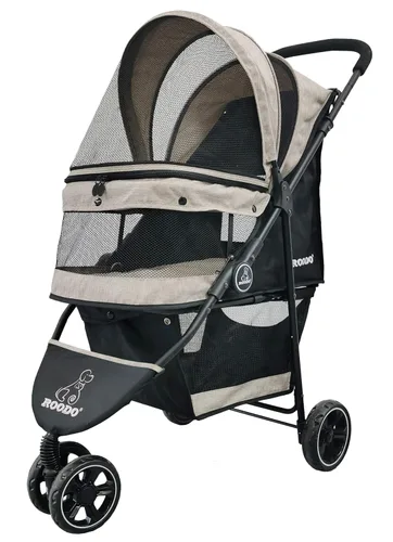 ROODO Cochecito de 3 ruedas para perros y gatos, ligero, plegable, compacto, portátil, todo terreno, equipo de viaje, cachorro, gatito, cochecito