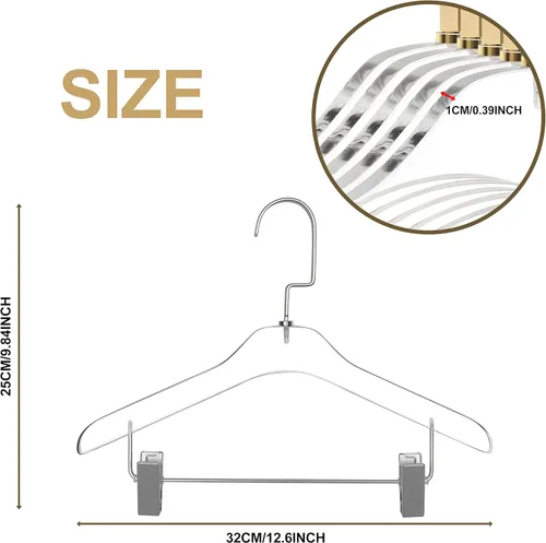 Miniatura 5 de Perchas de acrílico Lucite de calidad de 12.5 pulgadas para pantalones, paquete de 4, elegante colgador de ropa con ganchos dorados o plateados