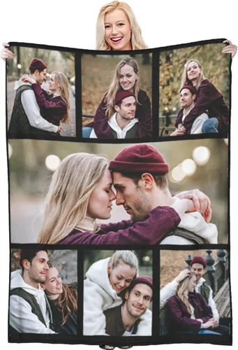 Manta personalizada con fotos, texto, manta personalizada de franela, manta de fotos personalizada para bebé, madre, padre, amigos, regalo 7 fotos-1