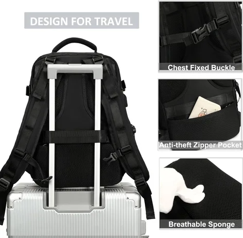 Miniatura 4 de Mochila de viaje AO ALI VICTORY para mujeres y hombres, mochila para portátil de 15.6 pulgadas, mochila grande para la universidad, mochila