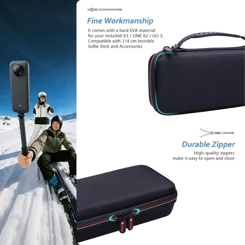 Miniatura 6 de XANAD Funda rígida para cámara de acción Insta360 X4 Air / Insta360 X3 / Insta360 ONE X2 Action Camera e Insta 360 Bullet Time Bundle con soporte