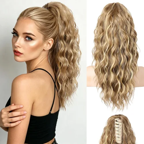 Miniatura 19 de REECHO Extensión de cola de caballo, extensión de cola de caballo de 18 pulgadas con clip de garra para mujer, extensiones de cabello largo, rizado
