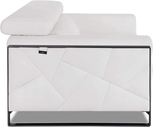 Miniatura 3 de BlackJack Furniture Gianni - Sofá de cuero italiano de grano superior con reposacabezas ajustables de 9 posiciones, patrón geométrico contemporáneo