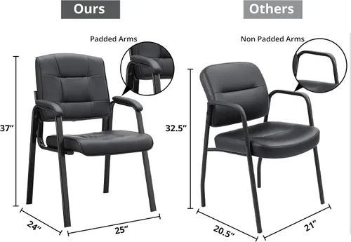 Miniatura 3 de Naomi Home Sillas de oficina para invitados, sillas apilables de piel sintética con reposabrazos, cómodo asiento de recepción para clínicas