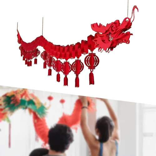 Miniatura 3 de Esquirla Decoraciones de techo de dragón de año nuevo, dragón de papel colgante, 2.6M, estilo A