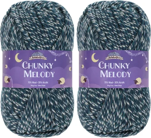 Miniatura 57 de JubileeYarn Chunky Melody - Hilo para tejer 100g/madeja, mezcla de lana gruesa, color maíz naranja - 2 madejas 15 Maíz Naranja