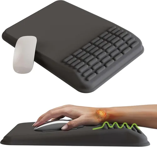 Miniatura 11 de MEKASS Alfombrilla ergonómica para ratón con soporte de muñeca, reposamuñecas para aliviar el dolor del túnel carpiano, espuma con memoria con Negro