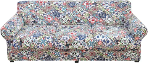 hyha Funda para sofá, diseño floral, elástica, estampada, 4 piezas, fundas para sofá de 3 cojines separados, protector de muebles lavable para Beige