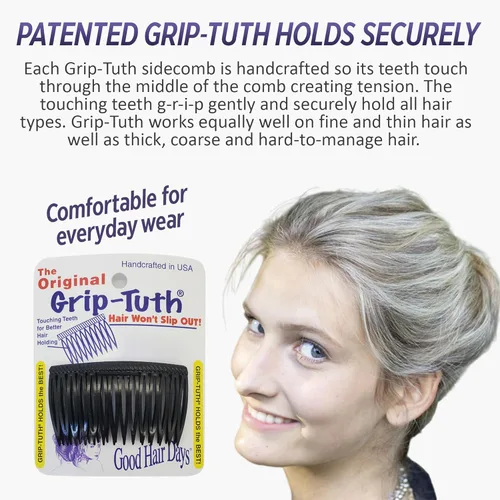 Miniatura 2 de Grip-Tuth Peines – Juego de 2 peines laterales para el cabello – Peines para todo tipo de cabello – Accesorios decorativos y de peinado para mujer