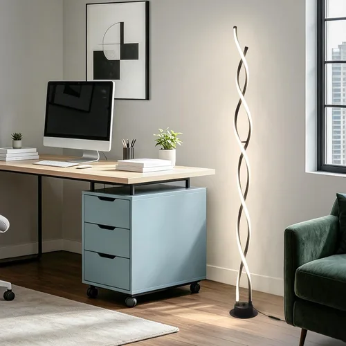 Miniatura 8 de ADISUN Lámpara de pie moderna de 31 W, lámpara de pie LED en espiral para sala de estar, lámpara de pie regulable de 3 colores con control remoto