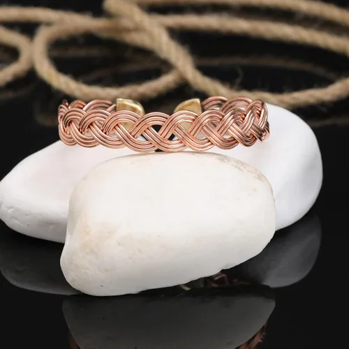 Miniatura 28 de Handmade Elegant Copper Bracelet for Women - Pure Copper Bracelet for Pain Relief and Stress Relief - Adjustable Entwisted Copper Bracelet to Fit