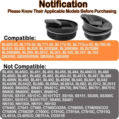 Miniatura 5 de 2 piezas de repuesto para licuadora Ninja de diámetro interior de 2.81 pulgadas para licuadora Ninja BL660 BL740 BL770 BL780 BL810 BL820 BL830 Taza
