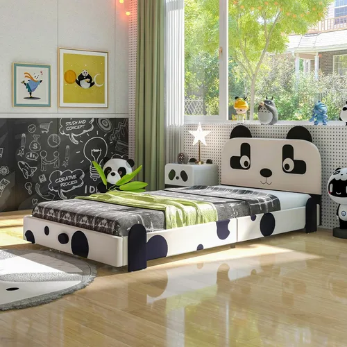 Miniatura 9 de Costzon Armazones de Cama Individual para Niños, Plataforma de Cama Individual Tapizada de Madera con Soporte de Listones, Cabecera y Pie de Cama