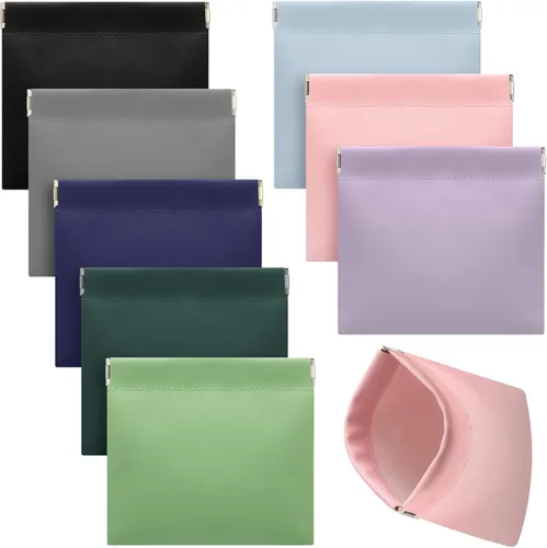 8 piezas de piel de cordero bolsa de cosméticos pequeña bolsa de maquillaje portátil para monedero pequeña bolsa de maquillaje pequeña bolsa de piel
