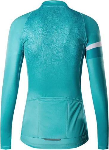 Miniatura 2 de Santic Camiseta de ciclismo de manga larga para mujer, chaqueta de bicicleta con bolsillos