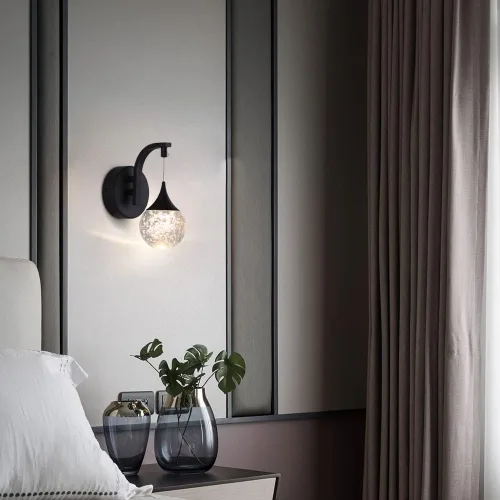 Miniatura 4 de Sedelan Lámpara de pared moderna para interiores, apliques de pared de cristal de burbujas, lámpara LED regulable de 5 W para sala de estar, Negro