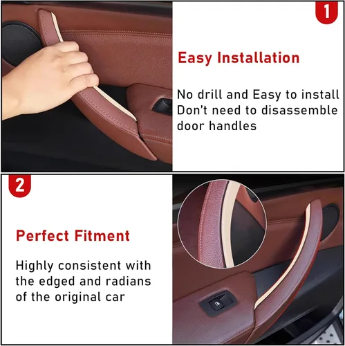 Miniatura 7 de TTCR-II Compatible con 2007-2013 BMW X5 cubierta para manija de puerta X6 2008-2014, 3 piezas de cubierta interior de manija de puerta beige para X5