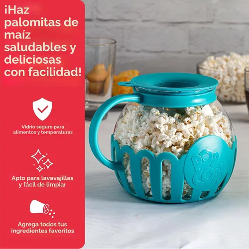 Miniatura 2 de Ecolution - Palomitero MicroPop patentado para microondas con vidrio seguro para temperatura, tapa 3 en 1 mide granos y derrite mantequilla, hecho
