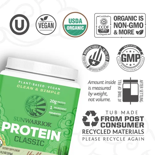 Miniatura 3 de Sunwarrior - Proteína en polvo de arroz integral con Bcaa y aminoácidos, batido de proteína de arroz integral cruda, libre de gluten, baja