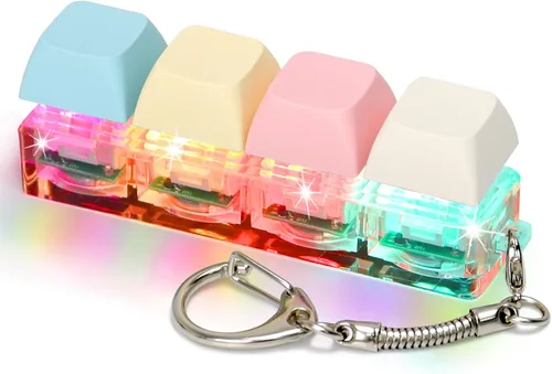Juguetes de fidget de teclado para adultos, clicker de teclado con luz LED, llavero de juguetes sensoriales divertidos de fidget para ansiedad y