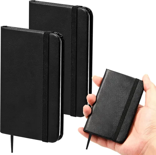 Miniatura 9 de Qeeenar Paquete de 10 cuadernos de bolsillo de cuero de tapa dura, mini diarios rayados de 4 x 2.5 pulgadas, diseño de hojas doradas, 50 hojas