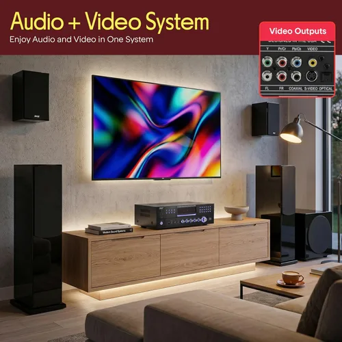 Miniatura 6 de Pyle Receptor de cine en casa Bluetooth de 1000 W, sistema de amplificador estéreo de sonido envolvente de 5.2 canales con 4K Ultra HD, video 3D