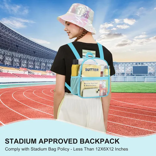 Miniatura 7 de Mochila deportiva transparente para eventos en estadios de 12 x 12 x 6 pulgadas, pequeña para ventiladores, conciertos, playa, trabajo, viajes