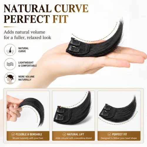 Miniatura 4 de 2 piezas de cabello 100% humano de 4 pulgadas, extensiones de cabello corto y grueso que añaden volumen extra para cabello fino, mujeres y hombres