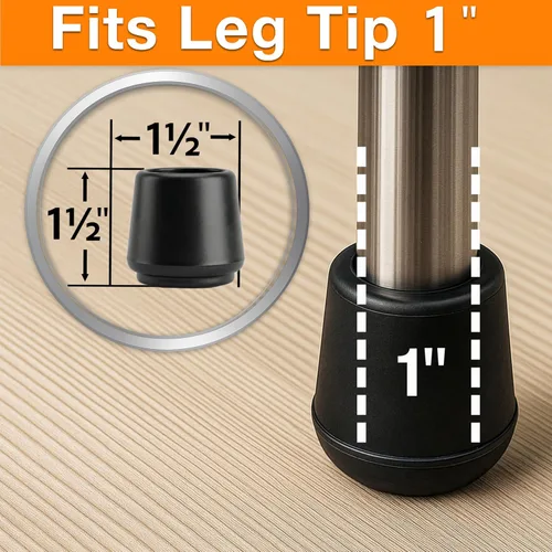 Miniatura 6 de Shepherd - Paquete de 40 protectores de suelo antideslizantes con punta de goma redonda – Diámetro interior de 1 pulgada para sillas, taburetes