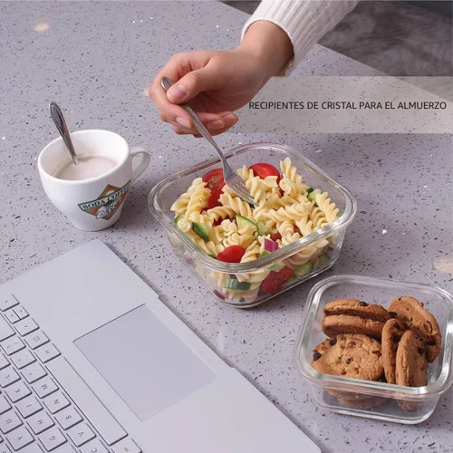 Miniatura 5 de AILTEC Contenedores de vidrio para almacenamiento de alimentos con tapas, juego de recipientes de vidrio para preparación de comidas, herméticos a