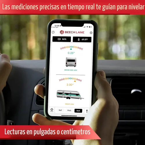 Miniatura 5 de Beech Lane Sistema de nivelación inalámbrico de autocaravana, fabricado en los Estados Unidos, aplicación de teléfono fácil de usar con medidas