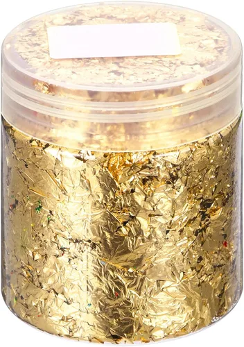 Miniatura 14 de UXCELL Escamas de lámina dorada para resina, 0.11 onzas de hoja metálica, oro de imitación para arte de uñas, arte de resina, manualidades, pintura