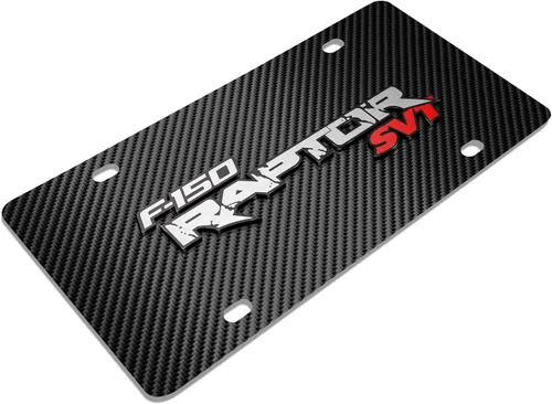 Miniatura 3 de iPick Image Para Ford F-150 Raptor SVT 3D Logo Negro Fibra de Carbono Patten Placa de Acero