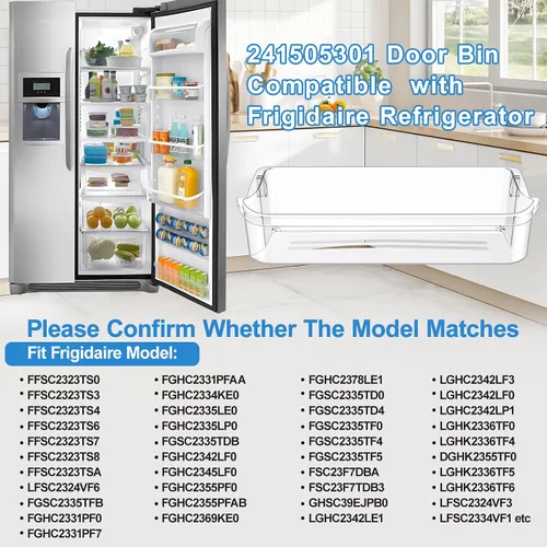 Miniatura 4 de [2 PAQUETES] 241505301 Cesta para puerta de refrigerador compatible con Frigidaire Gallery Estantería para puerta 241505300 Reemplazo de estante