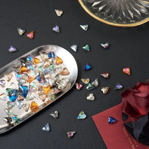 Miniatura 6 de 180 cuentas de cristal galvanizadas con forma de corazón de amor, cuentas espaciadoras de corazón pequeño, cuentas transparentes para San Valentín