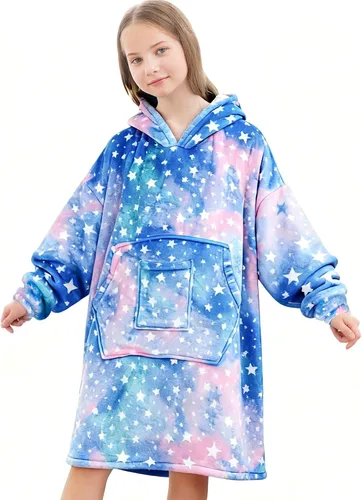 Miniatura 22 de FUSSEDA - Sudadera con manta portátil de gran tamaño, forro polar cálido y grueso con capucha sherpa acogedora con bolsillos y mangas. Regalo