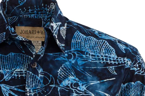 Miniatura 2 de Johari West Sailfish Night Tropical Hawaiian Batik Camisa