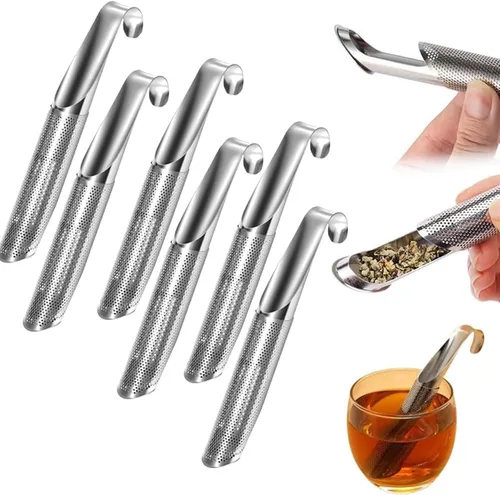 Miniatura 4 de Infusor de té, colador de té de hojas sueltas con asa de gancho colgante, bolsas de acero inoxidable para hojas sueltas, artefacto creativo de tubo
