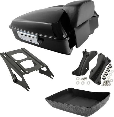Miniatura 18 de TCMT Pestillos Negros de 10.7" para Maletero Cortado, Almohadilla de Respaldo, Luz Trasera LED con Señal de Giro Compatible con Harley Touring