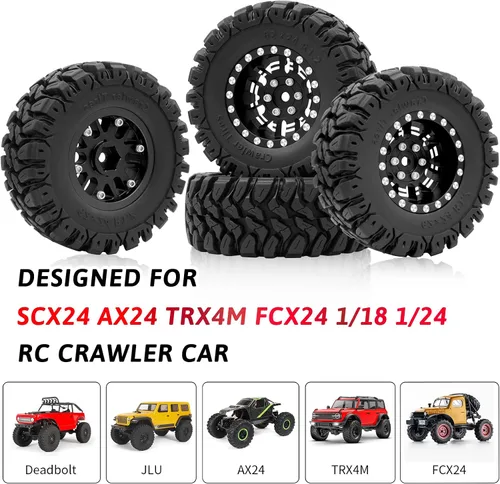 Miniatura 6 de OGRC 1.0 Plus (1.2 pulgadas) Beadlock Ruedas de 0.276 in de desplazamiento negativo llantas SS súper suaves pegajosas para TRX4M SCX24 FCX24 AX24