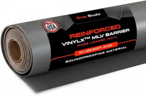 Miniatura 11 de VinylX™ Vinilo reforzado con carga en masa (MLV) – Barrera insonorizada flexible y resistente para paredes, techos, suelos – Clasificación ASTM