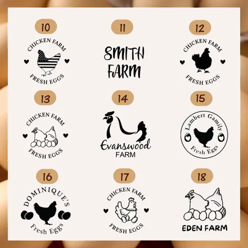 Miniatura 5 de Sellos de huevos personalizados para huevos frescos Sello de huevo de goma personalizado Etiquetas de huevos de granja Regalos de gallinero