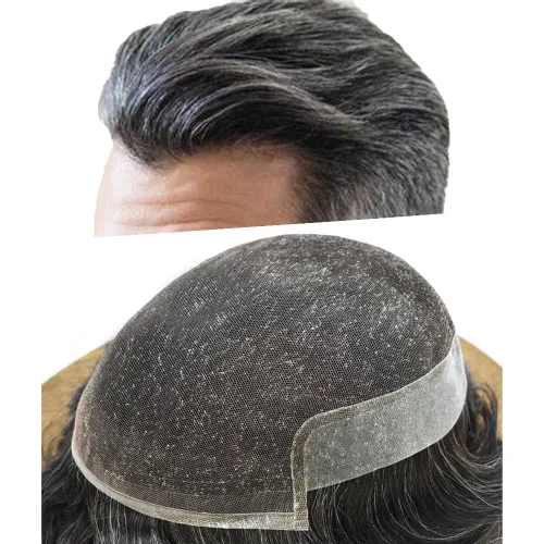 Miniatura 17 de Tupé para hombre, cabello humano real, suave encaje suizo frontal, tupé para hombres, sistema de cabello, extensiones capilar para hombre