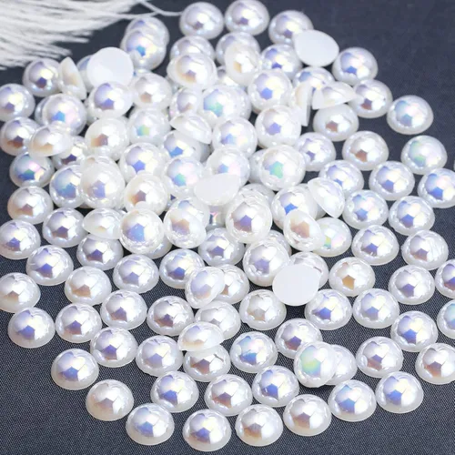Miniatura 33 de 1500 PIEZAS 4mm Perlas Blancas de Media Parte Plana para Manualidades Joyería Álbum de Recortes Decoración de Uñas, Perlas de Parte Plana para Blanco
