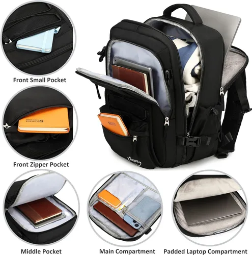 Miniatura 3 de Mochila de viaje AO ALI VICTORY para mujeres y hombres, mochila para portátil de 15.6 pulgadas, mochila grande para la universidad, mochila