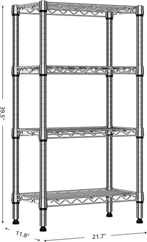 Miniatura 3 de MZG - Estante de 4 niveles de 1000 libras, almacenamiento de metal, organizador con tablero de polipropileno para garaje, cocina, baño, cromado