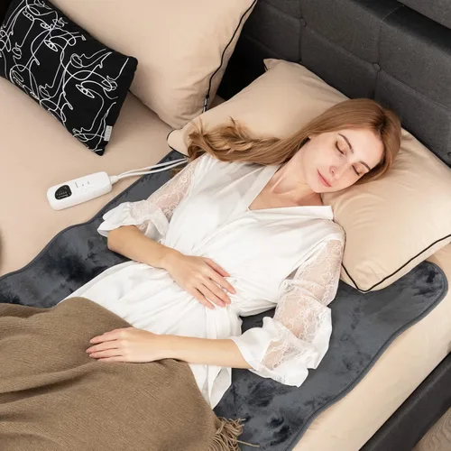 Miniatura 2 de Giantex Protector de colchón eléctrico con calefacción, calentador de cama de 71 x 30 pulgadas con 5 niveles de calefacción, temporizador de 8