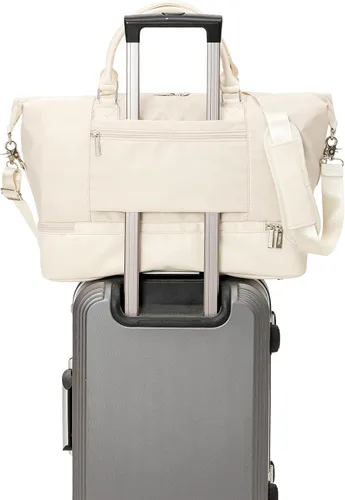 Miniatura 4 de Kinmac Bolsa de viaje de viaje, bolsa de mano para deportes de fin de semana para el gimnasio (beige)