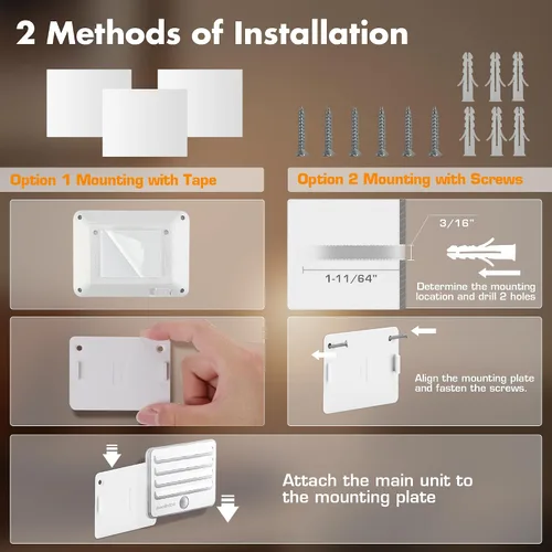 Miniatura 5 de EverBrite Luces nocturnas con sensor de movimiento, luz LED suave y cálida, funciona con pilas, luz nocturna autoadhesiva para dormitorio, baño